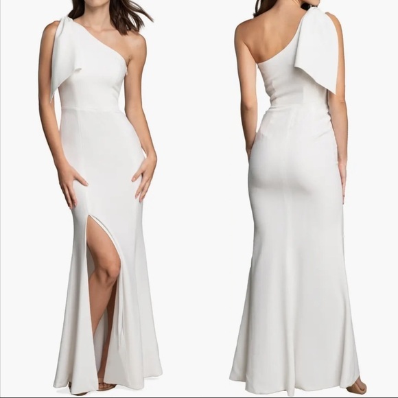 NWT DRESS THE POPULATION Georgina White One Shoulder Gown size XXL - Picture 1 of 6